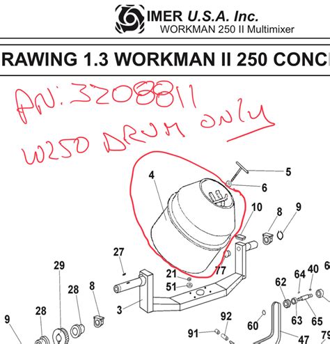 imer workman 250 parts